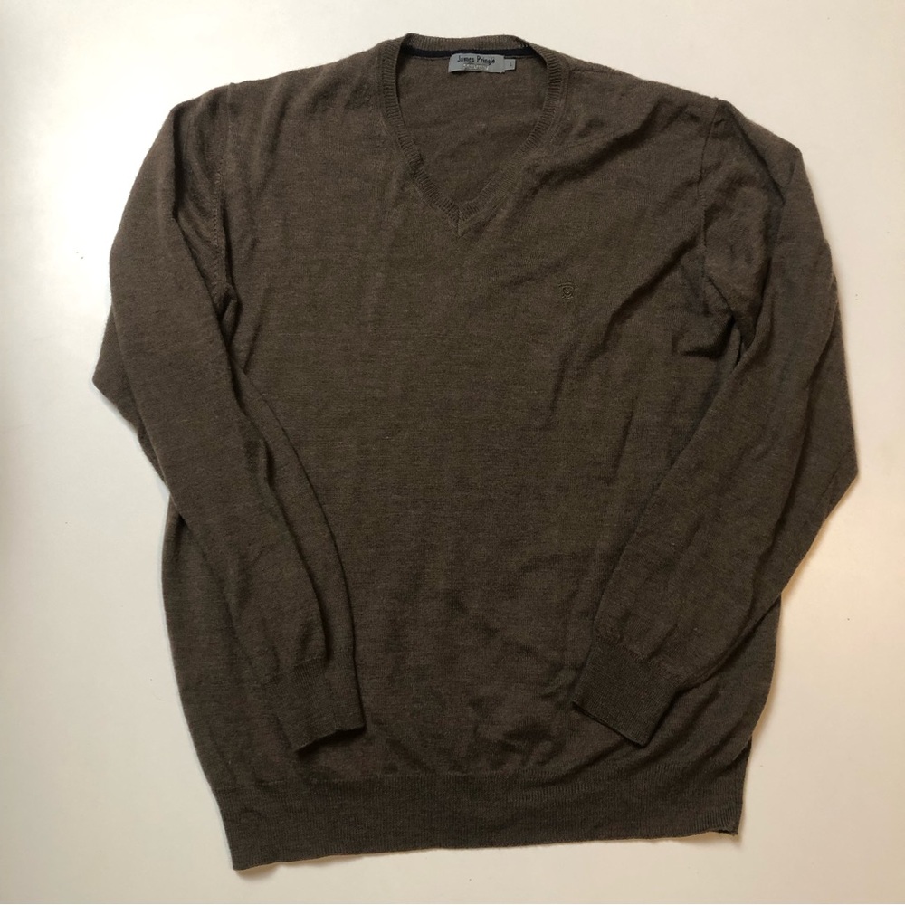 James Pringle Premium Brown Merino Wool Sweater Large